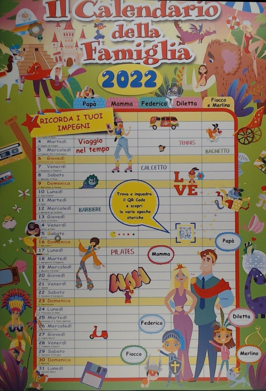 Il calendario famiglia 2022