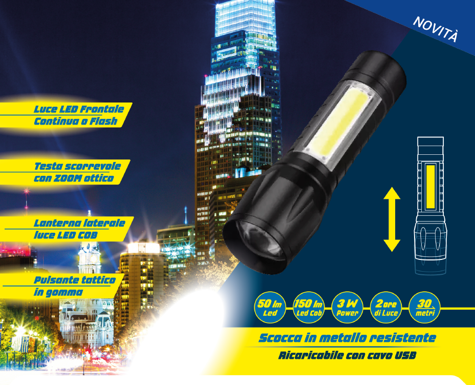 Torcia Power Light mini usb